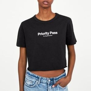 Zara Trafaluc Cropped t-shirt with slogan in Large